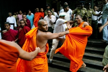 Gnasara wa attacked when he tried to  sabotage a peace rally in Colombo in 2002