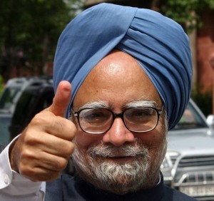 India's Prime Minister Manmohan Singh gestures in New Delhi