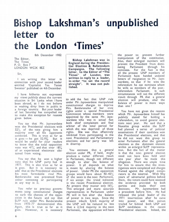 LG 1 Bishop Lakshman Wickremesinghe Colombo Telegraph