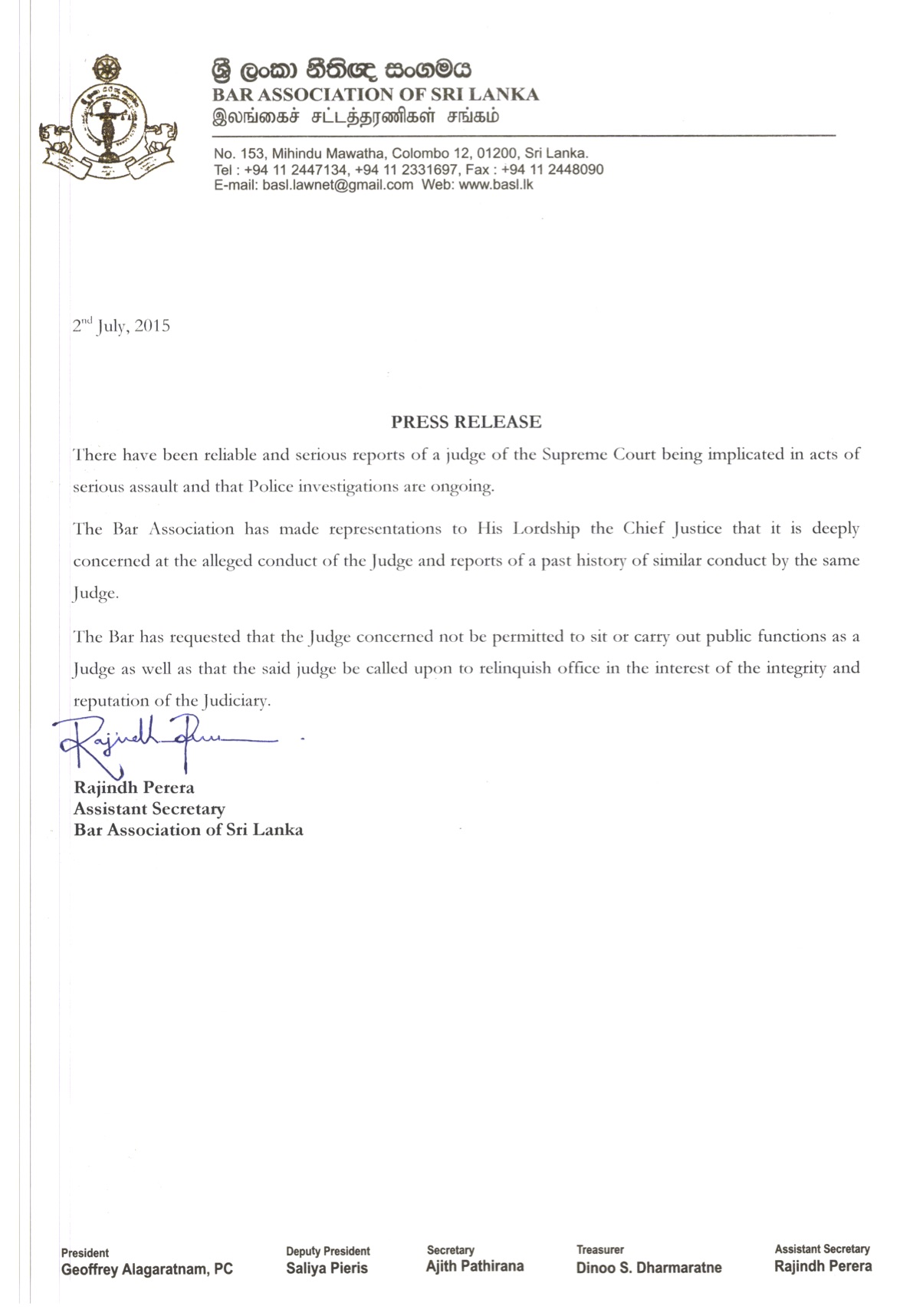 Justice Sarath de Abrew BASL
