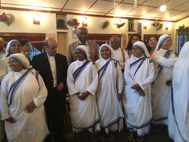 Navin Chawla and the Hooles with the Sisters of Charity from Jaffna and Vavuniya